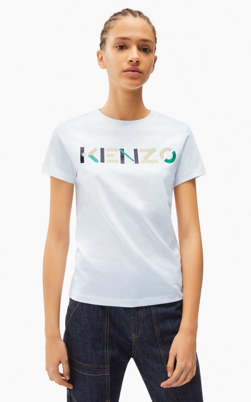 Kenzo with multicoloured logo μπλουζακια γυναικεια ασπρα | GR609951